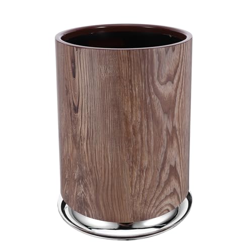 Poubelle ronde japonaise en faux bois marron clair pour chambre et cuisine