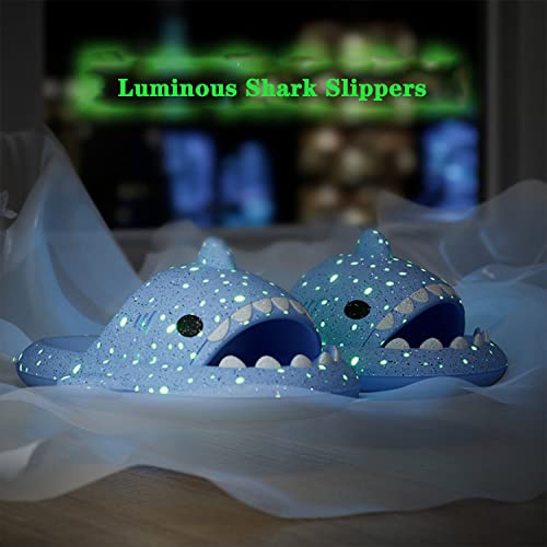 Jfxgjuv Luminous Shark Slippers, Spooky Shark Slides, Cloud Shark Slides Angler Fish Slides Glow in The Dark, Cute Cartoon Shark Slippers Non-Slip Cloud Pillow Slippers for Men Women2