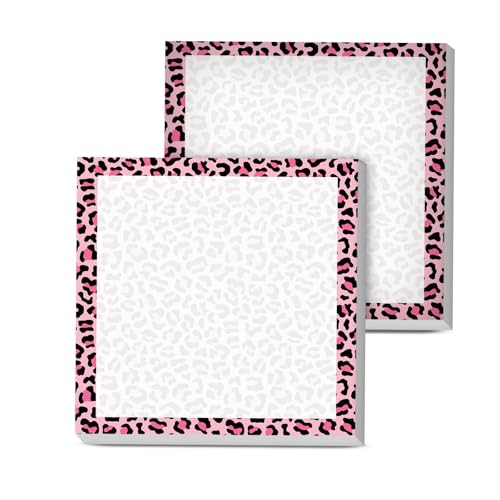 Bloc-notes autocollants léopard rose 7,6x7,6 cm lot de 2