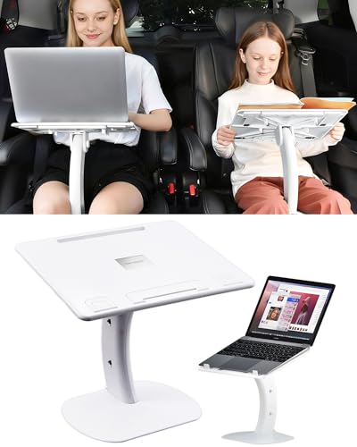 Image of Car Desk for Laptop Tablet iPad Book for Driver Passenger Seat | Detachable Angle Adjustable Car Seat Tray Table, Portable Laptop Stand for Car Vehicle Camping Travel, Easy Operation