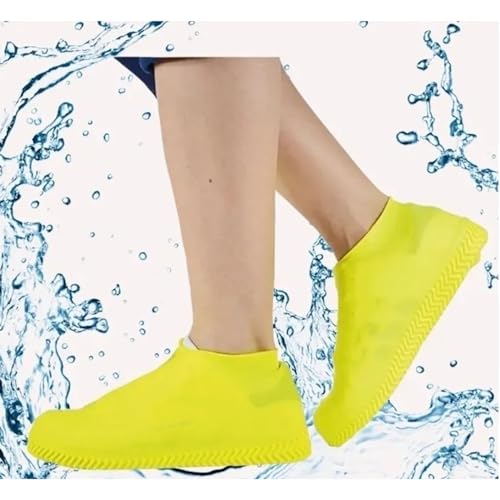 Cubrecalzados reutilizables, suelas de silicona fáciles de limpiar para acampar, pescar, hacer senderismo y actividades al aire libre — protección duradera y antideslizante para hombres, mujeres y mascotas (talla L, color amarillo) miniatura 3