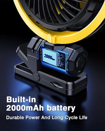 Ventilador de coche USB recargable con pinza para parasol y mango 5