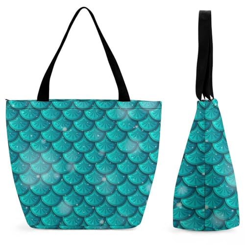 Sac à bandoulière bleu grand volume 28.5x18x32.5cm motif sirène