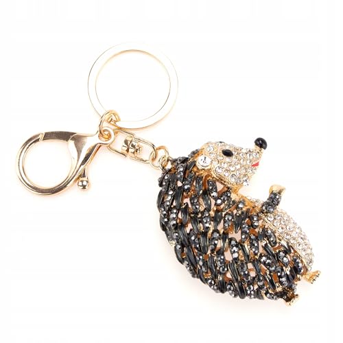 Little Angel Luxus Schlüsselanhänger Igel mit Strass – Glitzer Anhänger Gold für Damen, Tasche & Schlüsselbund – Tierfigur Deko Geschenk für Frauen Mädchen Auto Handtasche (Mehrfarbig)