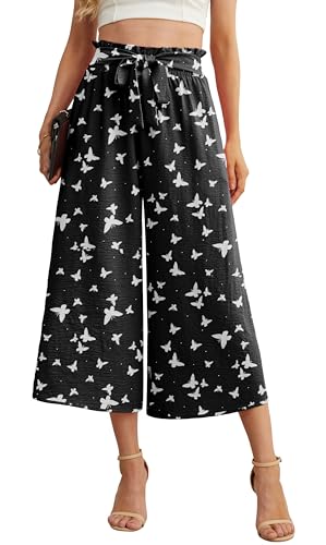 Image of IWOLLENCE Women Flowy Loose Wide Leg Pant Summer Beach Casual Trousers high Waist Adjustable Knot Business Work Casual Pants