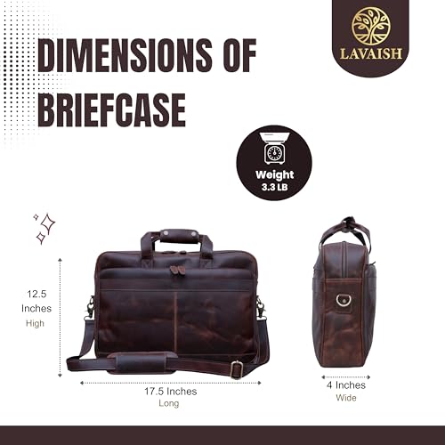 Full-Grain Leather Briefcase for Men & Women–17 Inch Laptop Bag with Computer Compartment Leather Office Satchel Bag4