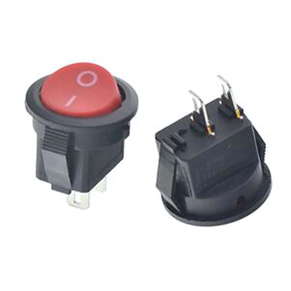 5pcs KCD11 15MM Small Round 2 Pin 3 Pin 2 Files 3A/250V 6A/125V AC Rocker Switch Power Switch (2 Position 2pin red)