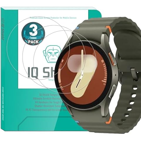 IQShield Glass Screen Protector Compatible with Samsung Galaxy Watch 7 44mm (3-Pack)(Case Friendly) Clear Tempered Ballistic Glass HD and Transparent Shatter-Proof Shield, 99% Touch Accuracy Cover