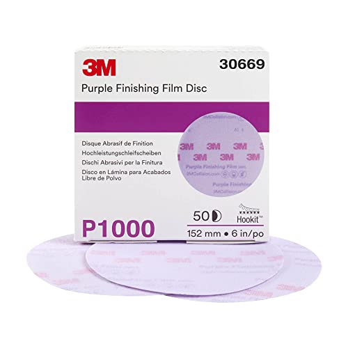 Image of 3M Hookit Purple Finishing Film Abrasive Disc 30669, 6 in, 1000+ Grade, 50 Pack, Clear Coat Sanding, Paint Finishing, Defect Removal, Long Lasting