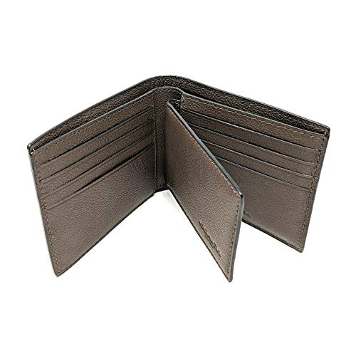 Coach F74991 Men's Compact Id Leather Wallet Black/Mahogany/Dark Saddle (Mahogany) #TOP1