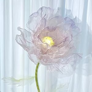 Giant Flowers for Decoration 5 ft Large Organza Floral with LED Light for Wedding Arrangements Birthday Easter Party Mothers Day Backdrop Decor Photography Props Shop Display Pink Purple