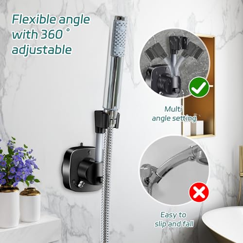 Yqhugbc Duschkopfhalterung ohne Bohren, 360° Drehbar Brausehalter, Shower Head Holder, Neigung Verstellbar mit Saugnapf, 10 kg Tragfähigkeit