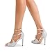 DREAM PAIRS High Heels for Women Cross Strappy Stilettos Square Open Toe Dressy Sexy Sandals,Size 8,SILVER-GLITTER,SDHS2407W