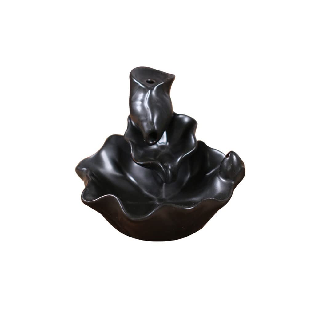 Basxdrfxz A Incense Holder Base Ceramic Lotus Leaf Backflow Incense Burner Household Te Ceremony Tower Sandalwood Handicraft Ornaments