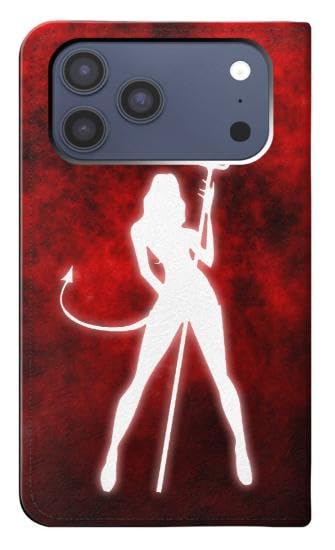 Housse cuir pour iPhone 17 Pro Max de style clapet aux finitions soignées Sexy Devil