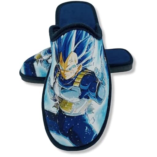 HECHO EN ESPAÑA Zapatillas de Casa para Hombre - Pantuflas con Suela Antideslizante - Calzado Destalonado - Calzado Ligero - Zapatillas Perfectas para Regalar (VEGETA, numeric_43) | Ya disponible en tu tienda friki favorita! En mundofriki.es!