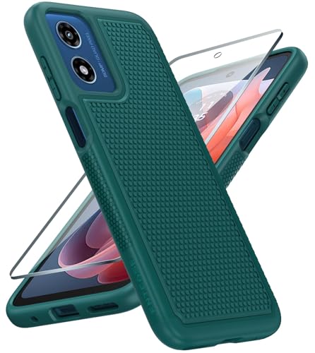 Image of FNTCASE for Motorola Moto G-Play-2024 Case: Dual Layer Protective Heavy Duty Cell Phone Cover Shockproof Rugged with Non Slip Textured Back - Military Protection Bumper Tough (Green)