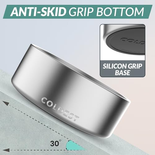 Coldest Dog Bowl - Anti Rust Metal, Non Slip, 3 Layers Insulated Stainless Steel Dog Bowls - Spill Proof & Heavy Duty - Water Bowl for Dogs, Cats, Dish Washer Safe (64 oz, Polished Stainless Steel) - Image 3