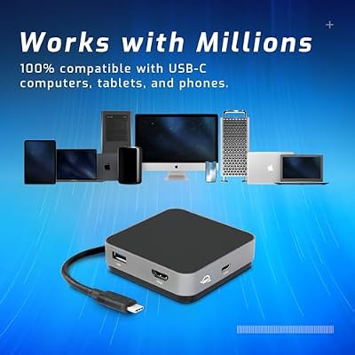 OWC Travel Dock USB C Docking Station, 4k Resolution Universal Laptop Docking Station with Charging 100W, Thunderbolt 3, HDMI 2.0, and SD Card, 5 Ports of Connectivity, Space Grey