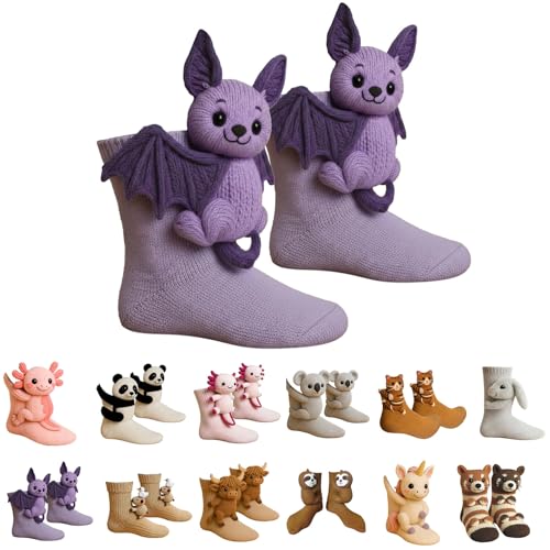 Generisch Huggy Socken 3D Stricksocken mit Tieren Animal Socks Tiersocken Handmade Faultier Socken mit Tiermotiven Warme Umarmung Weihnachten Lang Männer Warme Damen Socken Lustige