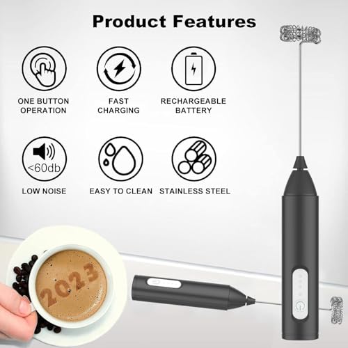 Image of Electric Milk Frother Handheld, Frother Wand for Coffee Drink Mixer Matcha Whisk, Foam Maker for, Frappe Hot Chocolate, Cappuccino, Lattes - Battery Operated (New Electric 1)