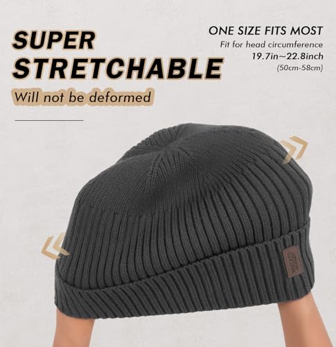 Image of Wmcaps Warm Beanie for Men Women, Fleece Lined Beanie Warm Winter Caps Unisex Fashion Knit Cuffed Cap