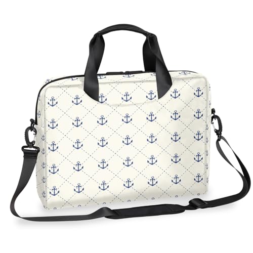 Bolso beige para laptop 16 pulgadas patrón ancla miniatura 1