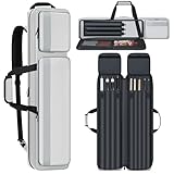 Billiard Stick Bag - Soft Padded 4x5 Pool Cue Case with Multi-pocket for 4 Butts and 5 Shafts, Backpack-straps for Cues and Accessories (Grey)