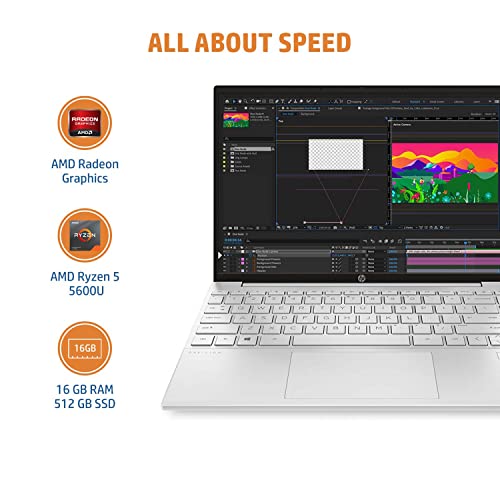 Image of HP Pavilion Aero AMD Ryzen 5 13.3 inches WUXGA Laptop (16GB RAM /512GB SSD, Ultra-Thin, 970 gm, 400 Nits Anti-Glare 100% RGB Display /B&O Audio /Alexa /FPR /Backlit KB /Windows 11 Home /13-be0206AU, 0.97Kg)