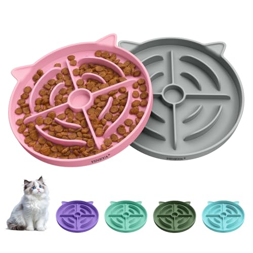 YINEYA 2 Pcs Silicone Slow Feeder Cat Bowl Cat Slow Feeder for Food Training Interactive Puzzle Bowls for Puppy Kitten Dishes to Prevent Overeating Treat Toys Suitable for Dry and Wet Food