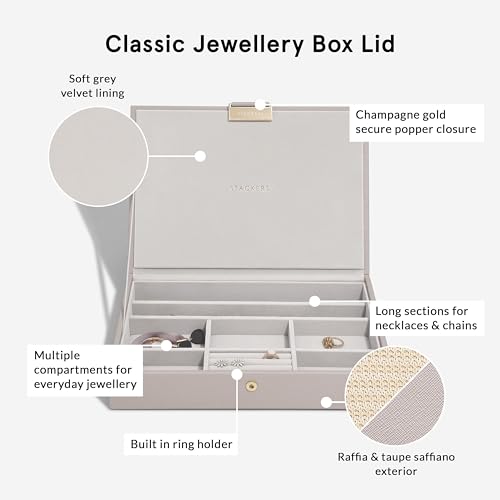 Tapa clásica de rafia gris pardo Stackers para evitar enredos y proteger joyas 5