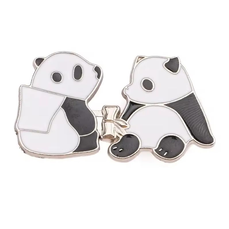 Image of YEKDA Trendy Metal Button Pins Combo Set of 5 | Cute Cartoon & Star Design Lapel Brooch Pins | Decorative Shirt Jeans Bag Pins for Men Women Kids (Panda Mix)