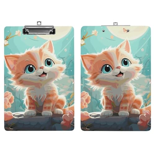 Porte-document acrylique chats mignons avec pince métal robuste format A4