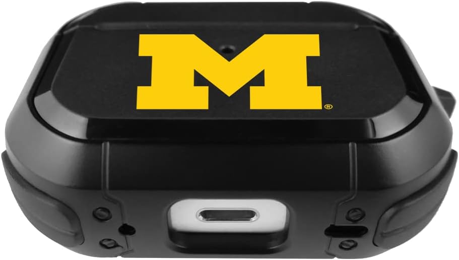 Collegiate Durable Black Cover for Apple AirPods Pro (1st/2nd Generation) Case with Carabiner – Michigan Wolverines