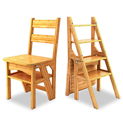 Taburete plegable de madera noble con 4 niveles de almacenamiento 2