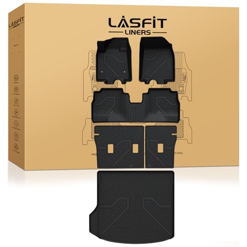 LASFIT Floor Mats & Cargo Liner with Backrest Mat for Chevrolet Chevy Equinox EV (Not Fit Gasoline) 2024 2025 2026 All Weather TPE Custom Fit Floor Mats Car Mats Full Set for Chevy Equinox EV