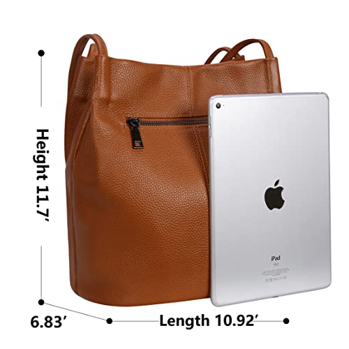 Image of Iswee Soft Leather Tote Bucket Bag Hobo Shoulder Purse and Handbags Women | Large Size Roomy Pocketbooks Ladies Bag Everyday Bag Casual Work Travel Designer Hand Bag