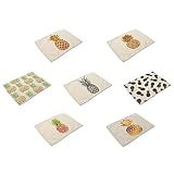 HACASO Cute Pineapple Pattern Dining Table Mats Set of 7 Cotton Linen Placemats(2)