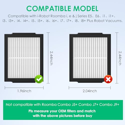 Fanulter 12 Pack Filter Replacements for i Robot Roomba E I & J Series E5 E6 i1 i1+ i3 i3+ i4 i4+ i5 i5+ i6 i6+ i7 i7+ i8 i8+ NOT for J9, High Efficiency Filter for iRobot Roomba Replacement Parts
