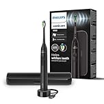 Philips Sonicare 4100 – elektrische Sonicare Zahnbürste für Erwachsene mit 1 x Philips W2 Optimal White Bürstenkopf in Schwarz, schlankem Reiseetui und USB-Ladegerät (Modell HX3683/54)