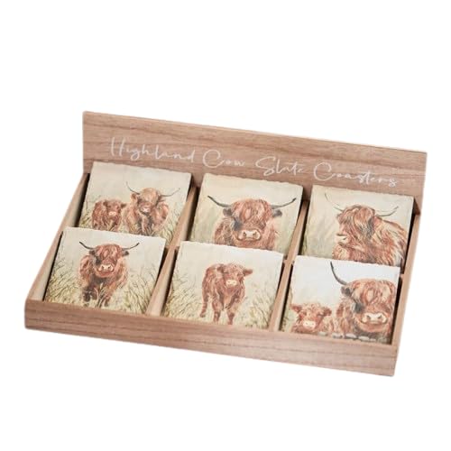 SLATE DOUGAL HIGHLAND COW COASTER (1 SUPPLIED)