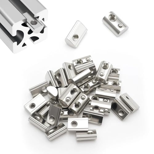 LINTRA 50 Piezas Tuercas M6 Ranura 10 T con Ranura Esférica, 45-Serie M6 Tuerca de Ranura en T, Tuercas de Bola de Perfil, Tuerca Deslizante, para Impresoras 3D CNC Perfil en C, Estándar Europeo