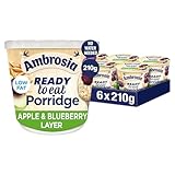 Ambrosia Apple & Blueberry Layered Porridge Pots With British Wholegrain Oats, Ready-to-Eat, 210 g (Pack of 6)