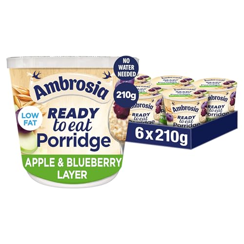 Ambrosia Ready-to-Eat Apple & Blueberry Porridge Pots 210 g (6-Pack)