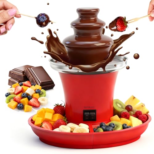 RANJIMA Schokoladenbrunnen, 3-Etagen Schokobrunnen Klein, 35W Elektrische Schokoladenfondue Set, 200ml Edelstahl Schokoladen Brunnen für Weihnachten,Silvester Party,Geburtstage,Familienversammlungen RANJIMA Schokoladenbrunnen, 3-Etagen Schokobrunnen Klein, 35W Elektrische Schokoladenfondue Set, 200ml Edelstahl Schokoladen Brunnen für Weihnachten,Silvester Party,Geburtstage,Familienversammlungen