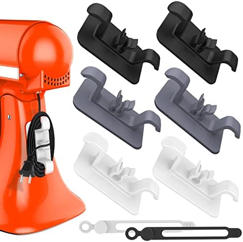 Cord Organizer for Small Kitchen Appliances: 6 Pack Upgraded Cord Wrapper Cord Holder with Reusable Cable Ties, Power Cord Keeper Stick on Mixer, Blender, Coffee Maker, Pressure Cooker and Air Fryer
