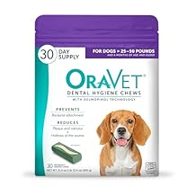 ORAVET Dental Chews for Dogs, Oral Care and Hygiene Chews Medium Dogs, 25-50 lbs. Purple Pouch, 30 Count