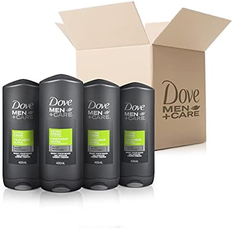 Dove Men + Care Body and Face Wash for hydrated skin Extra Fresh Shower Gel with Micro Moisture technology 400 ml pack of 4