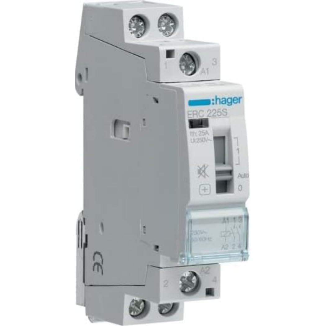 Hager Contactor silencioso manual, 25A, 2NA, 230V ERC225S
