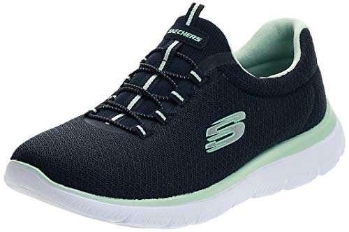 Skechers womens Summits Sneaker, Navy/Aqua, 10 US